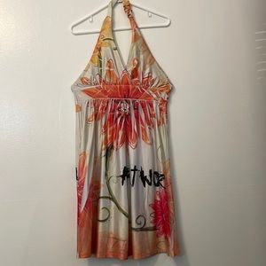 Buba Moda medium halter sundress floral art work white